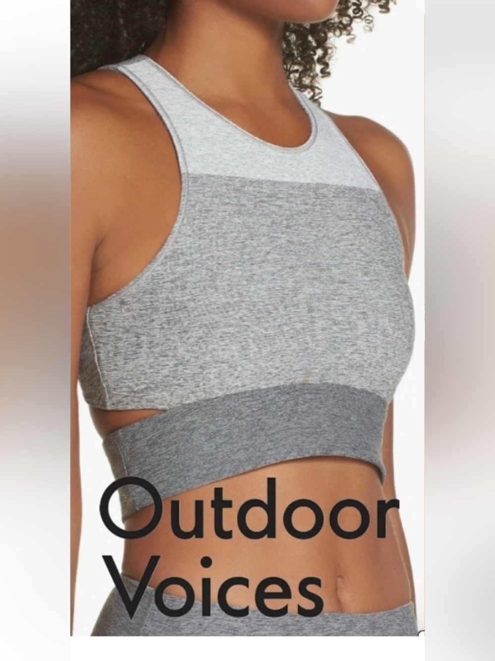 Outdoor Voices Heather Gray Colorblock High-Neck Racerback Sports Bra 29.1.B9